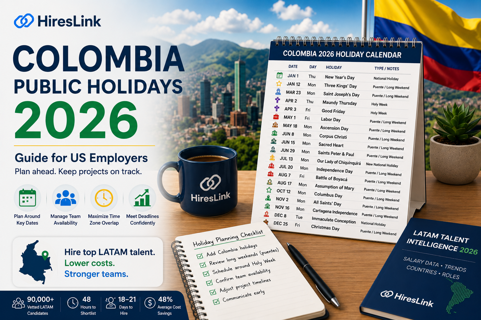 Colombia Public Holidays 2026: Guide for Remote US Teams