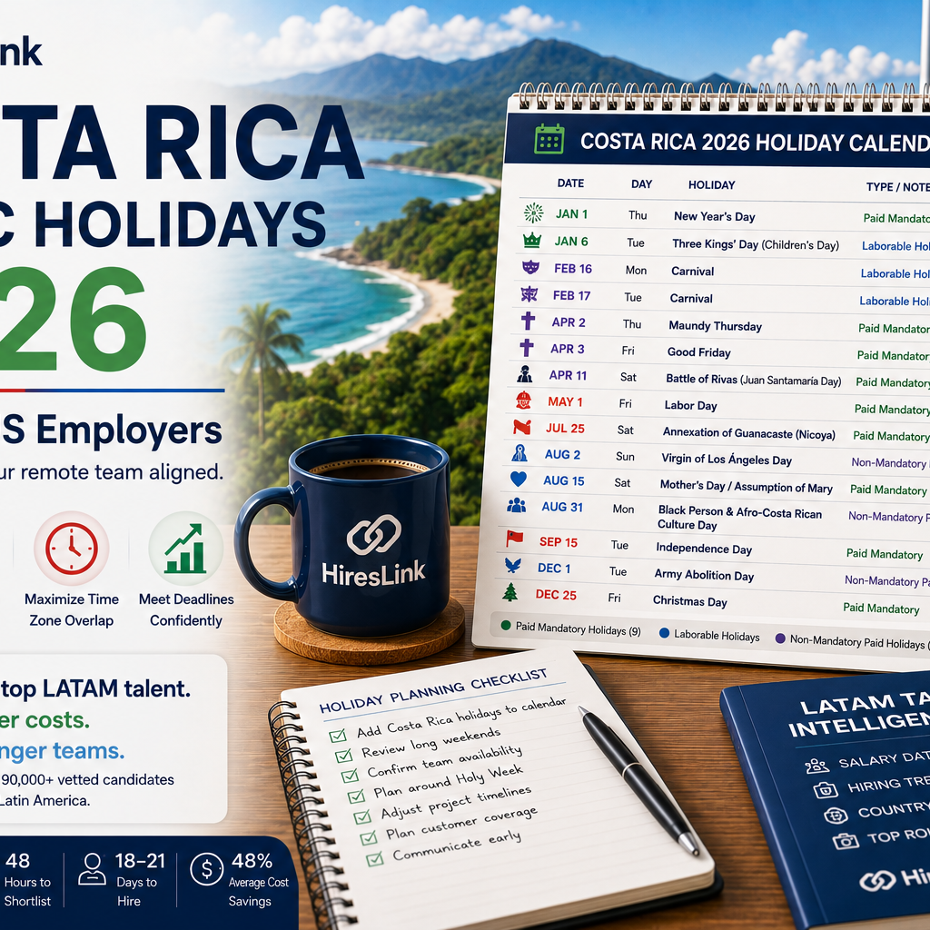 Costa Rica Public Holidays 2026: Guide for US Employers