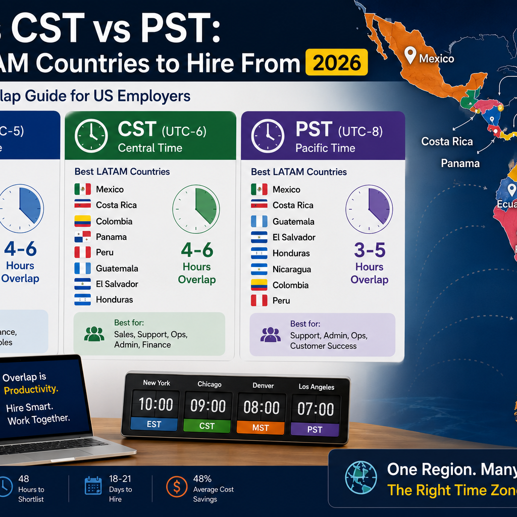 EST vs CST vs PST: Best LATAM Countries to Hire From [2026]