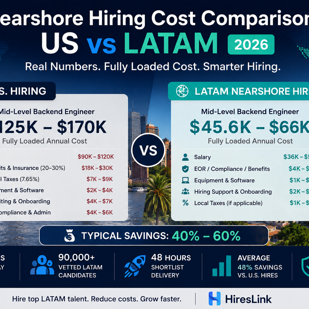 Nearshore Hiring Cost Comparison: US vs LATAM [2026]
